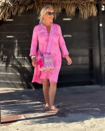 Gloria short Dress Pink Palm